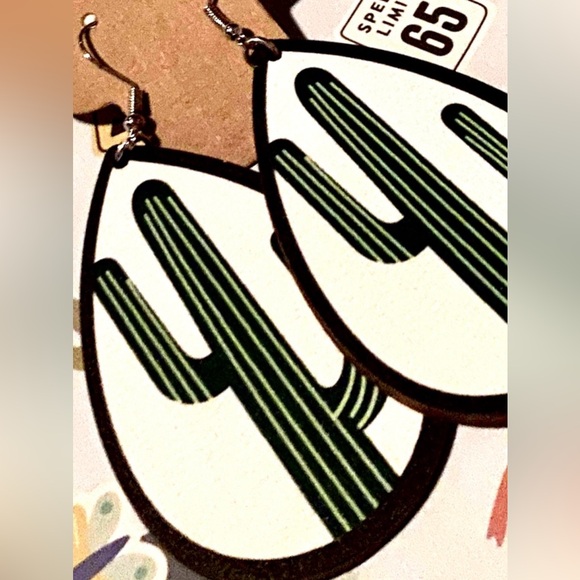 Saguaro Wood Dangle Earrings - Picture 2 of 3